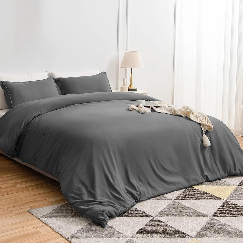 Plain Duvet Cover with Pillowcases Set