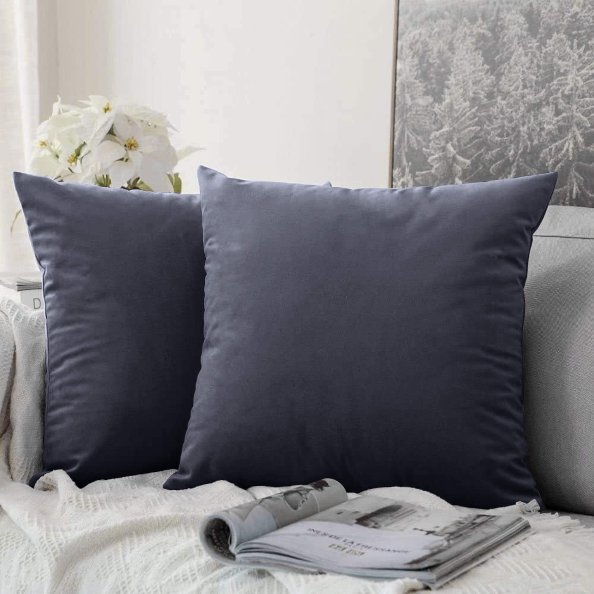 Charcoal Cushion Covers 45x45