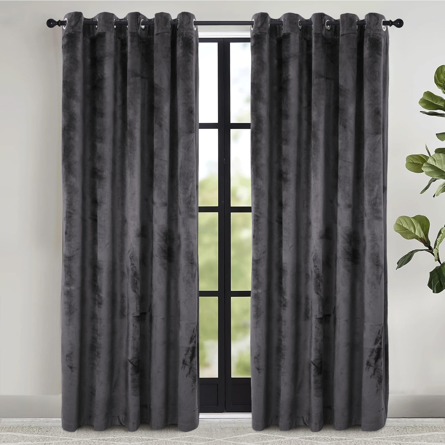 Velvet Eyelet Curtains Ready Made