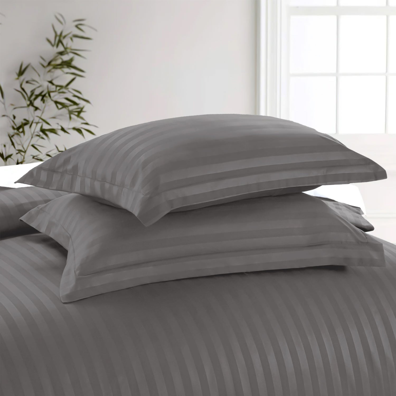 Satin Stripe Duvet Cover Set Luxury Hotel Style Bedding Single Double King Super King Size