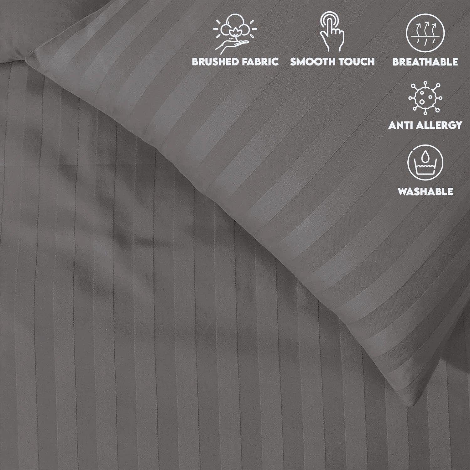 4 Piece Stripe Bedding Set - Duvet Cover, Pillowcases & Fitted Sheet