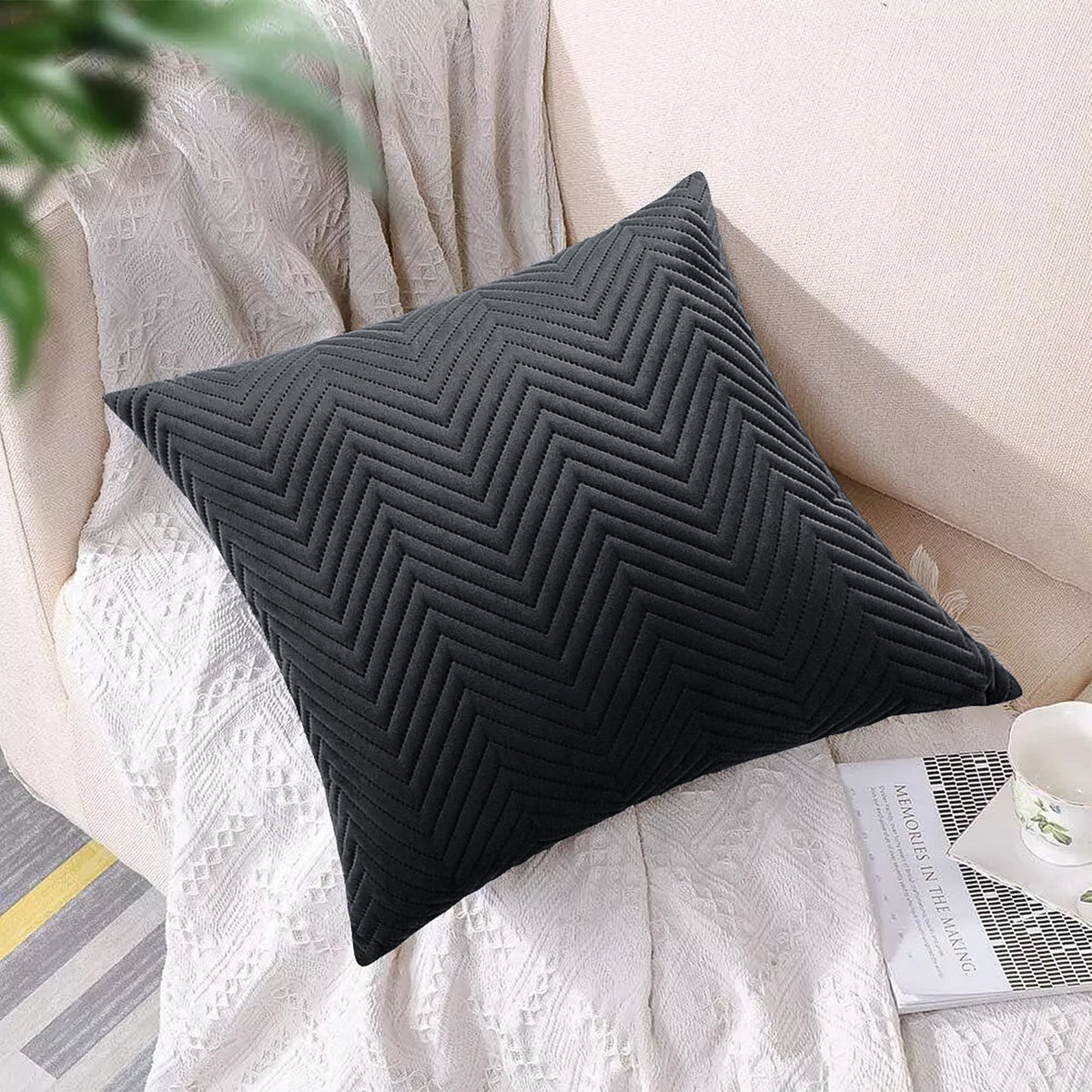 Pack Of 2 Quilted Embossed Cushion Covers