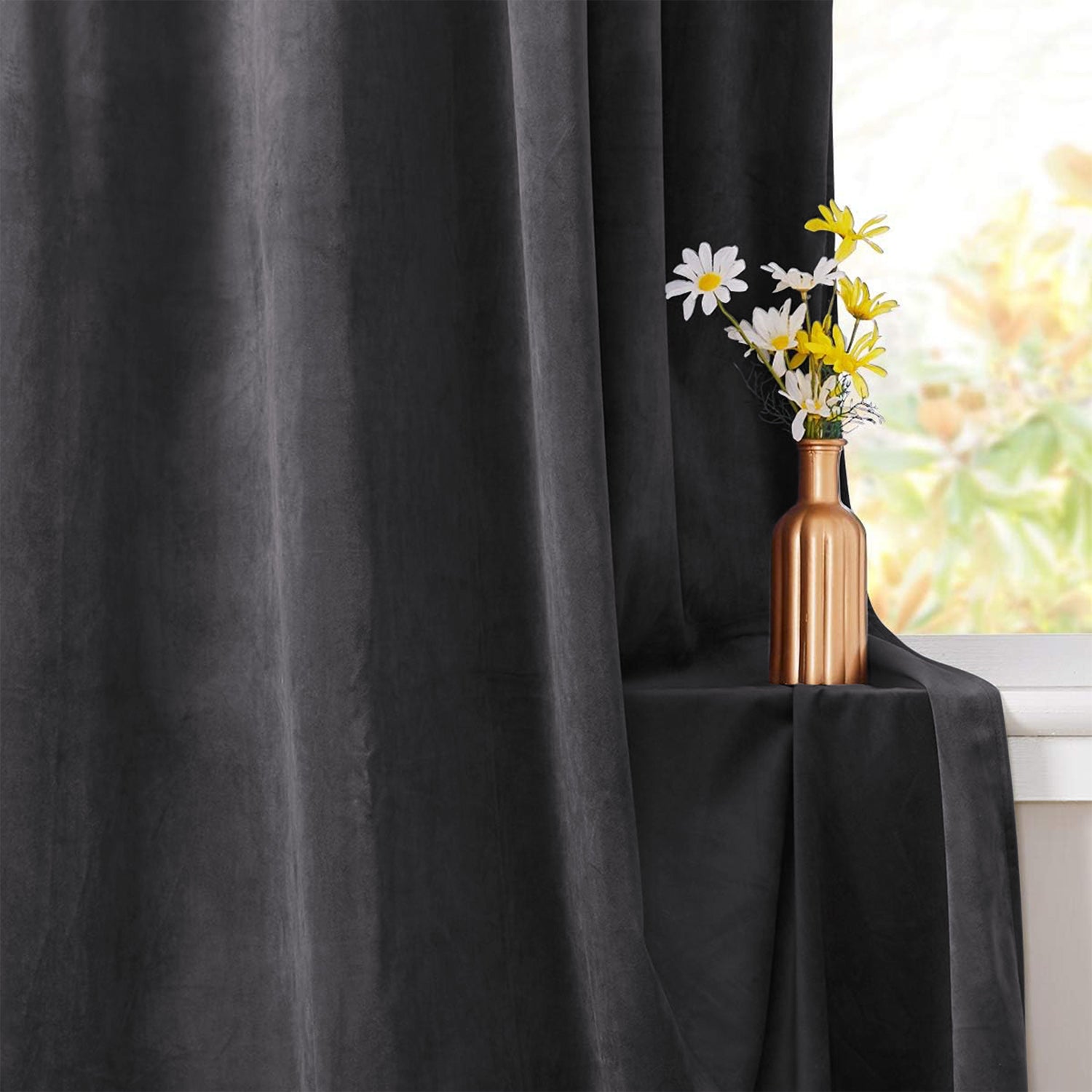 Velvet Eyelet Curtains Ready Made