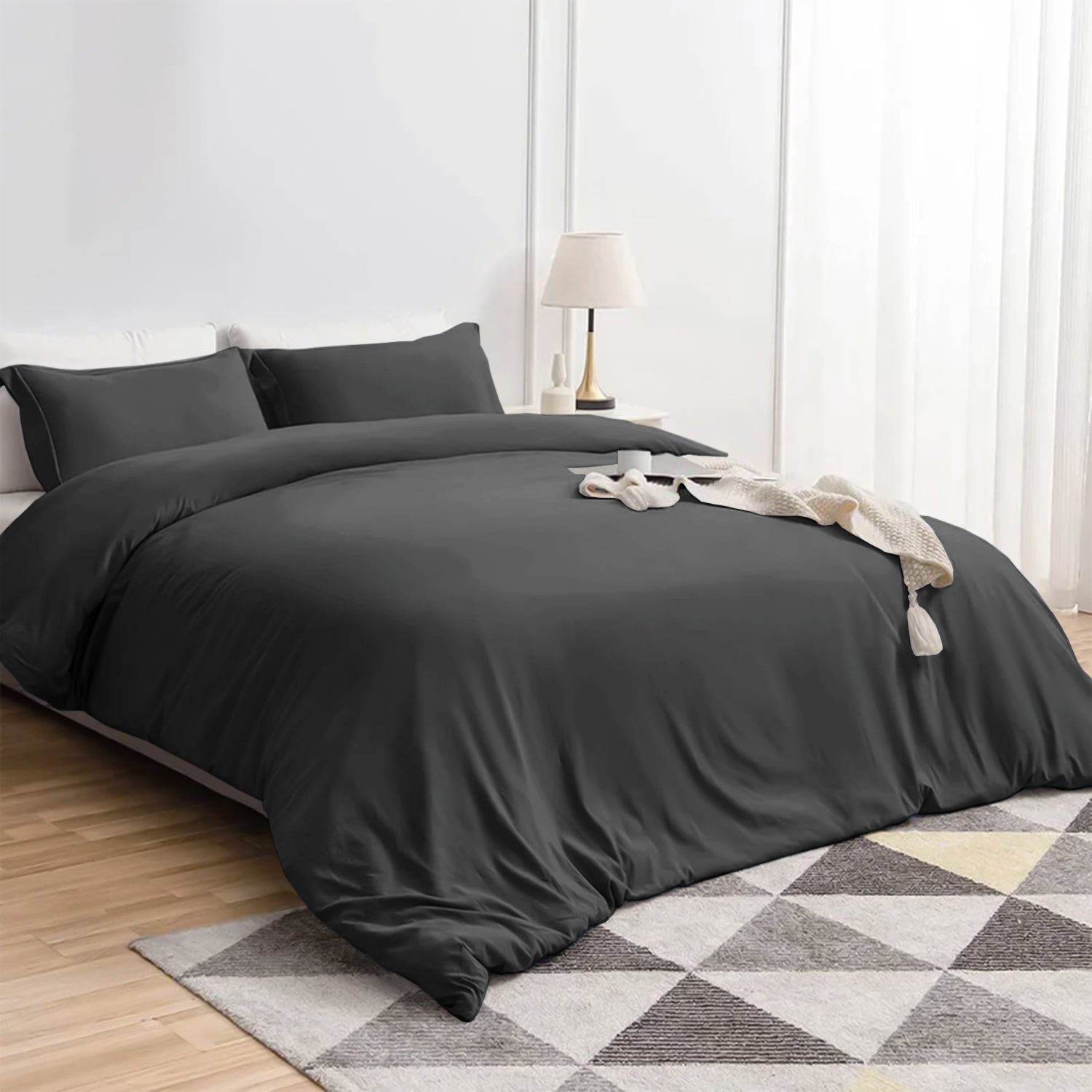 Plain Duvet Cover with Pillowcase Set