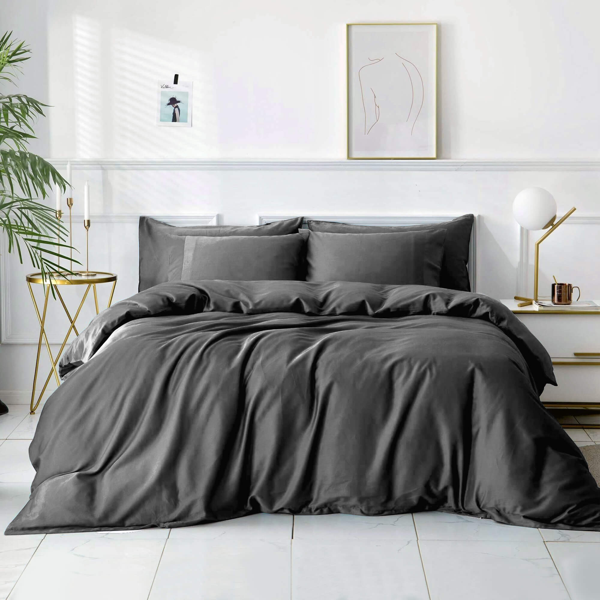 Charcoal Plain Duvet Cover Set