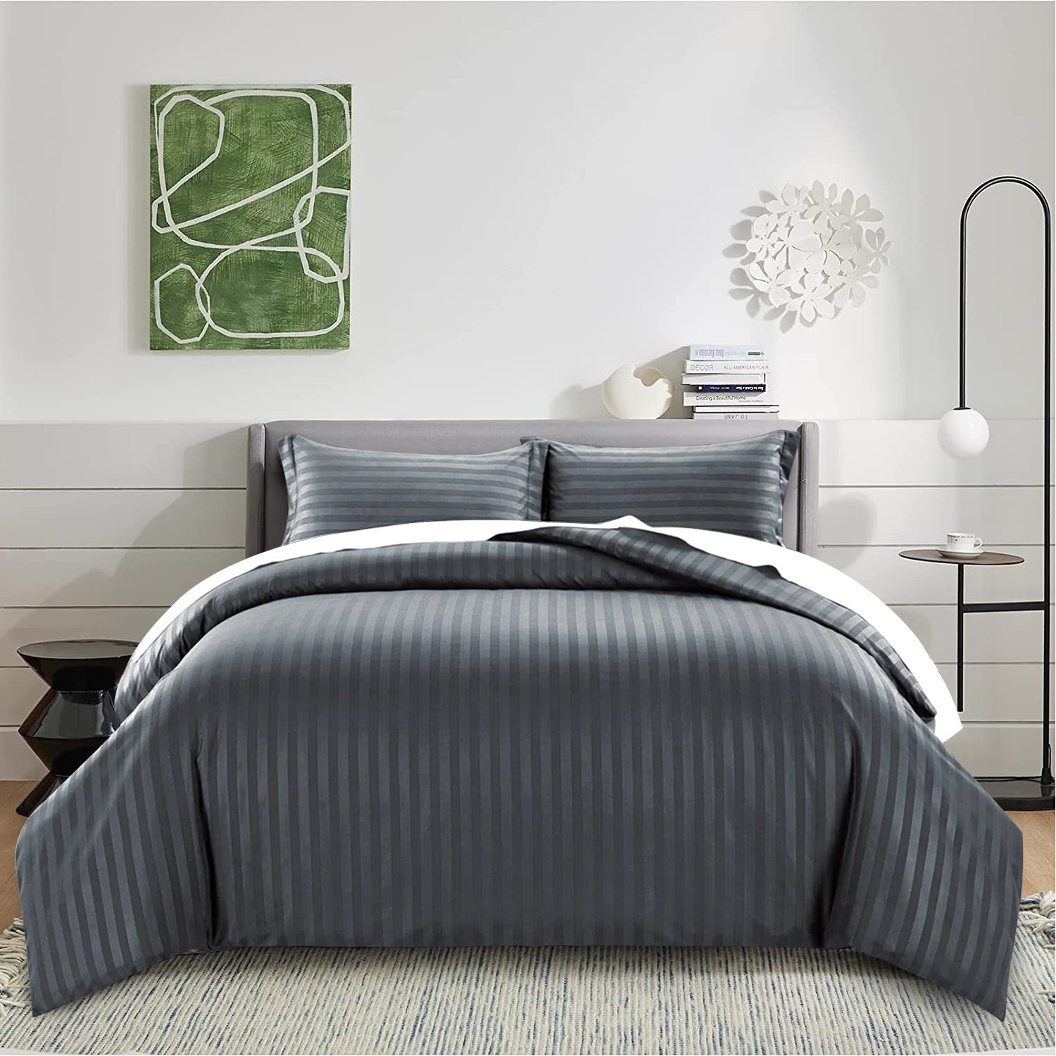 Charcoal Striped Duvet Cover