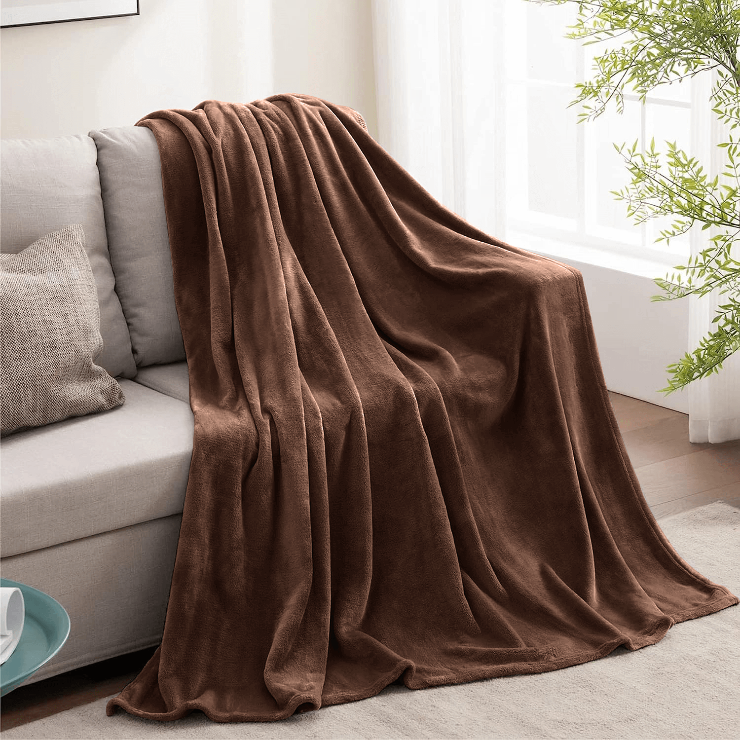 Coffee King size bed throws