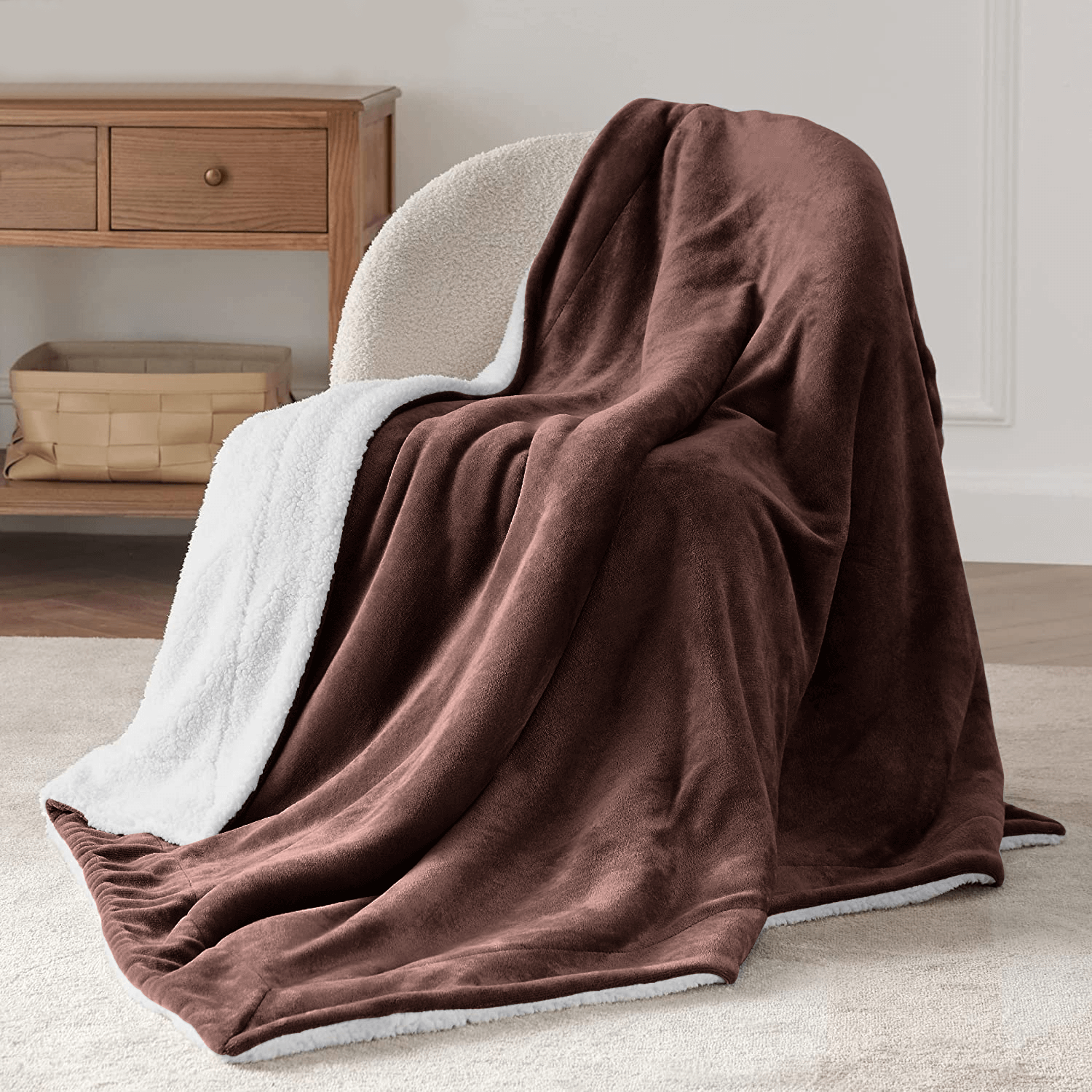 Coffee Sherpa Throw Blanket