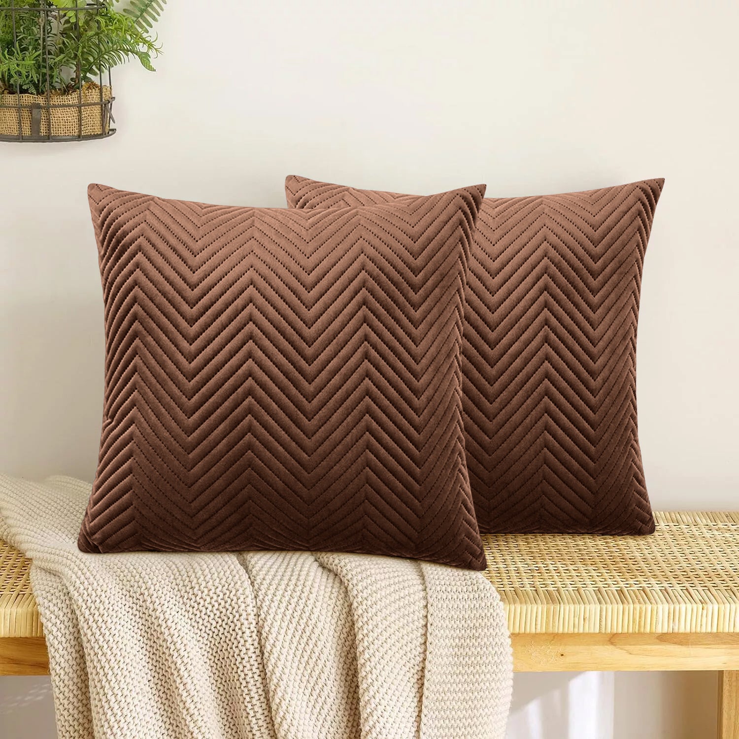 coffee embossed cushion covers