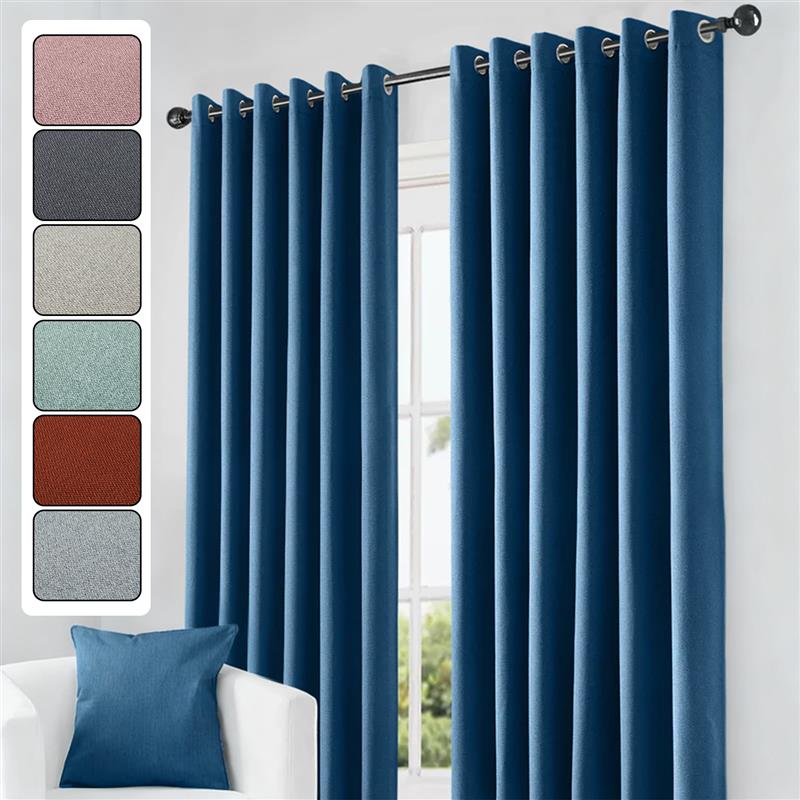 Ready Made 100% Blackout Linen Curtains