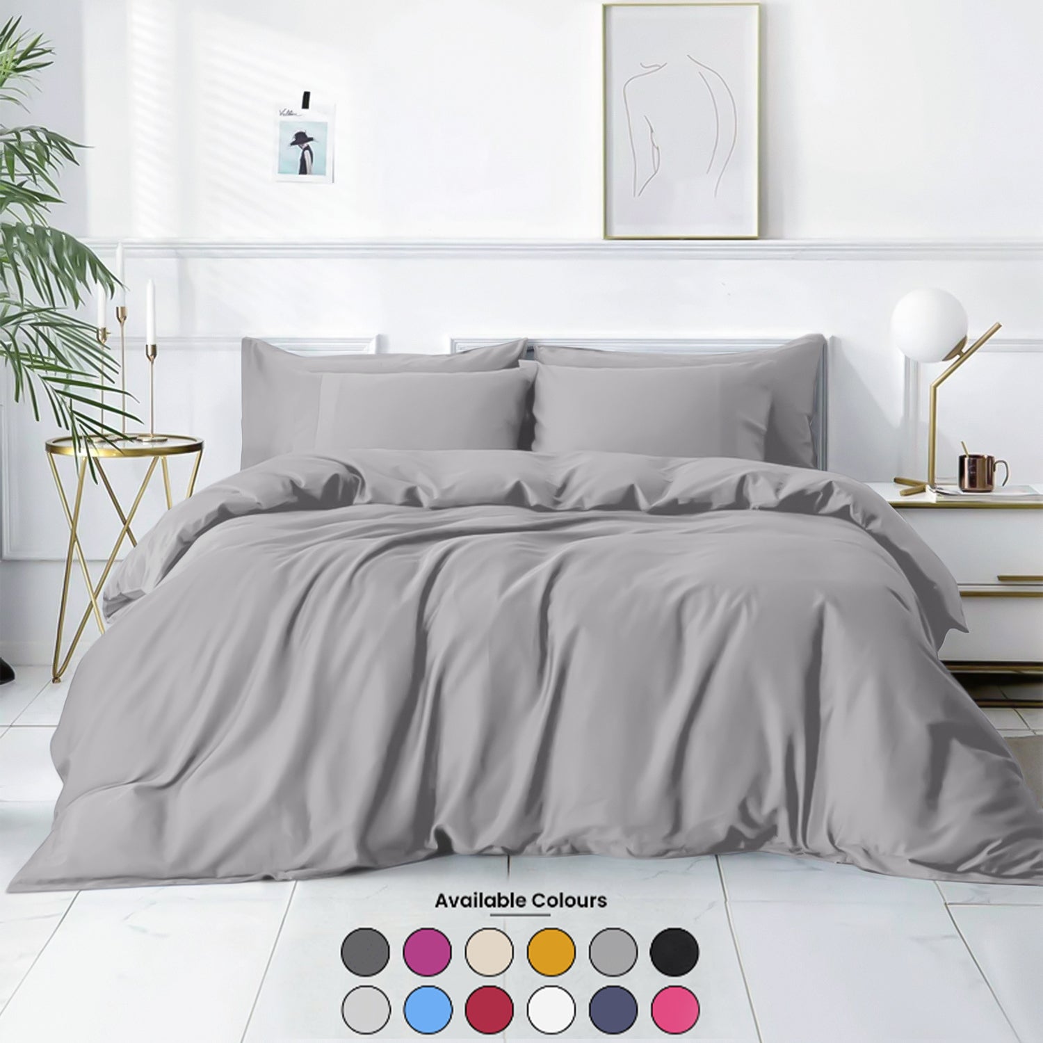 Plain Duvet Cover with Pillowcase Set
