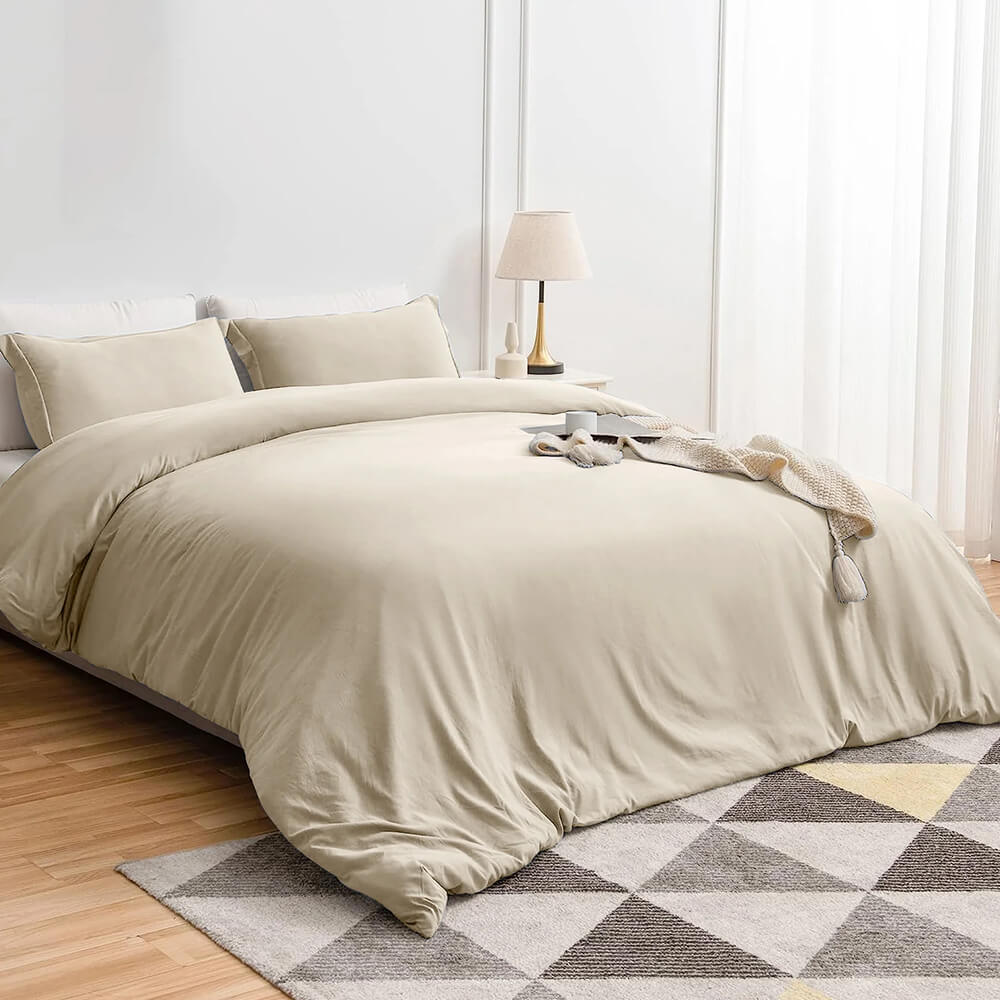Plain Duvet Cover with Pillowcases Set