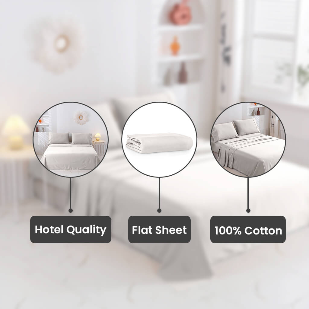 Cream Egyptian Cotton Flat Bed Sheet