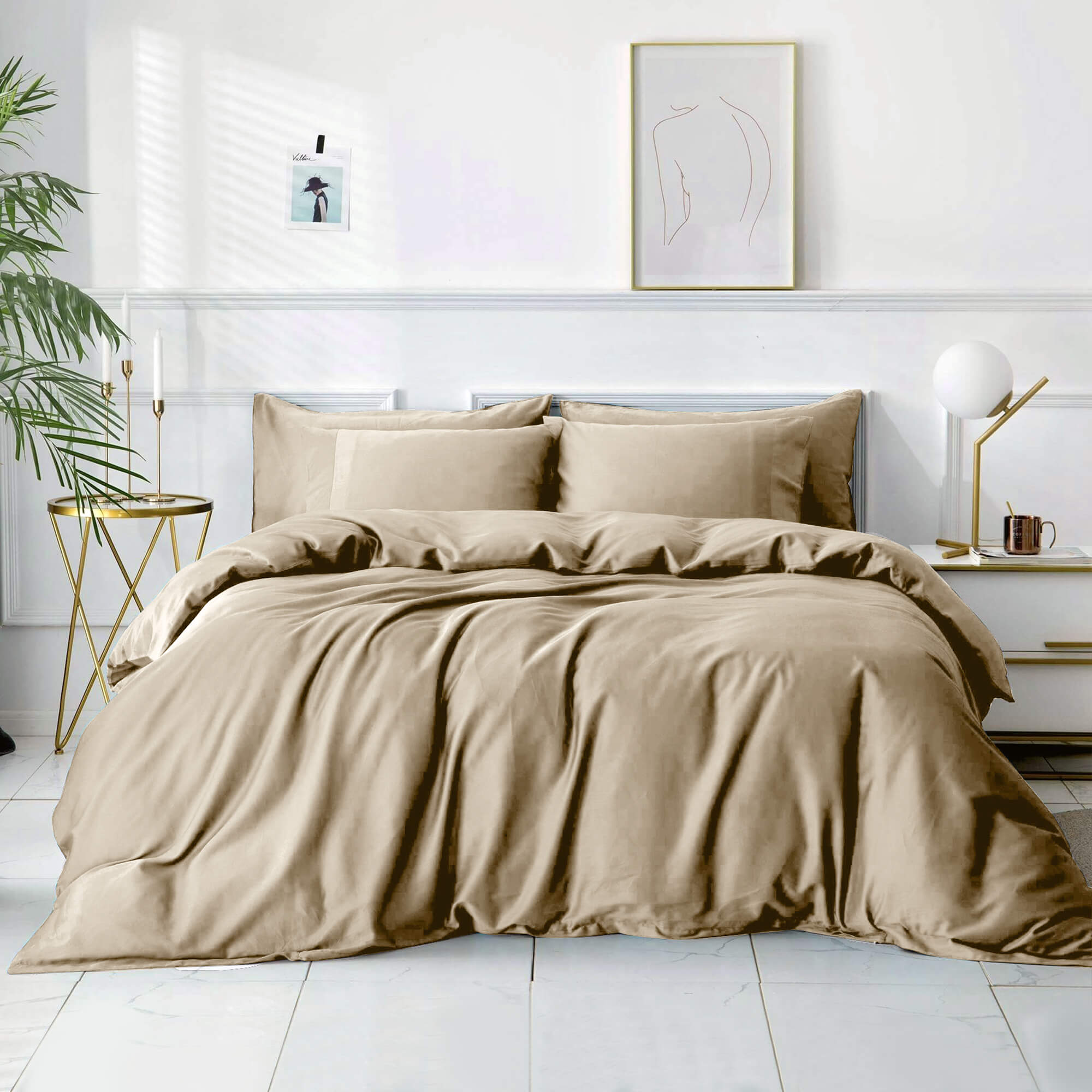 Cream Plain Duvet Cover Set