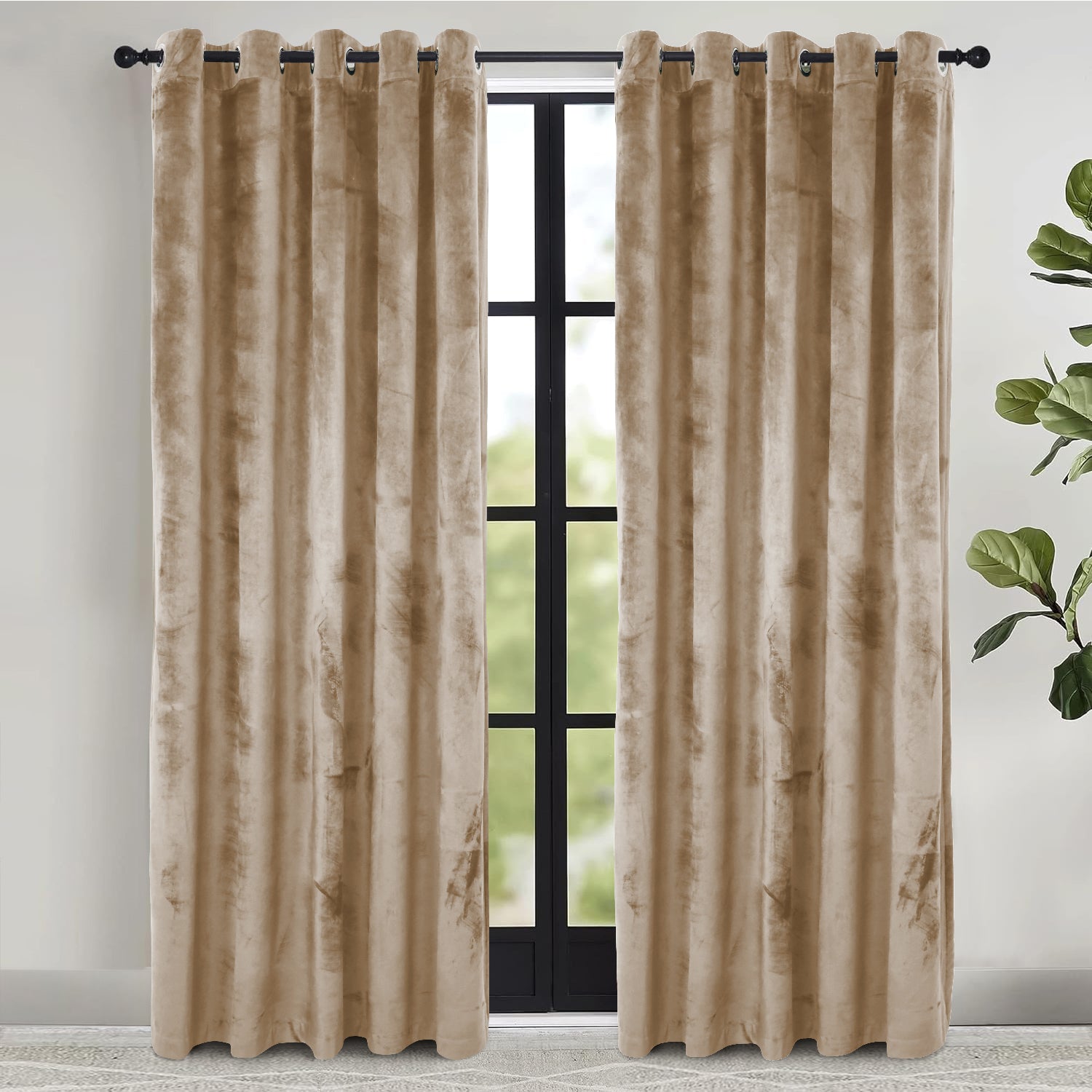 Velvet Eyelet Curtains Ready Made