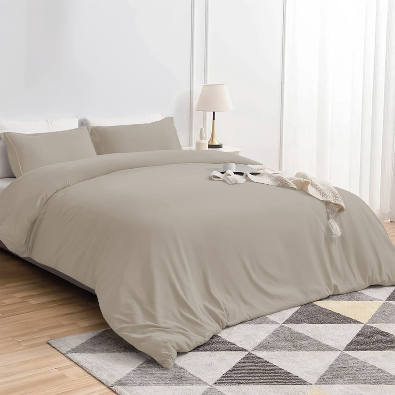 Plain Duvet Cover with Pillowcase Set