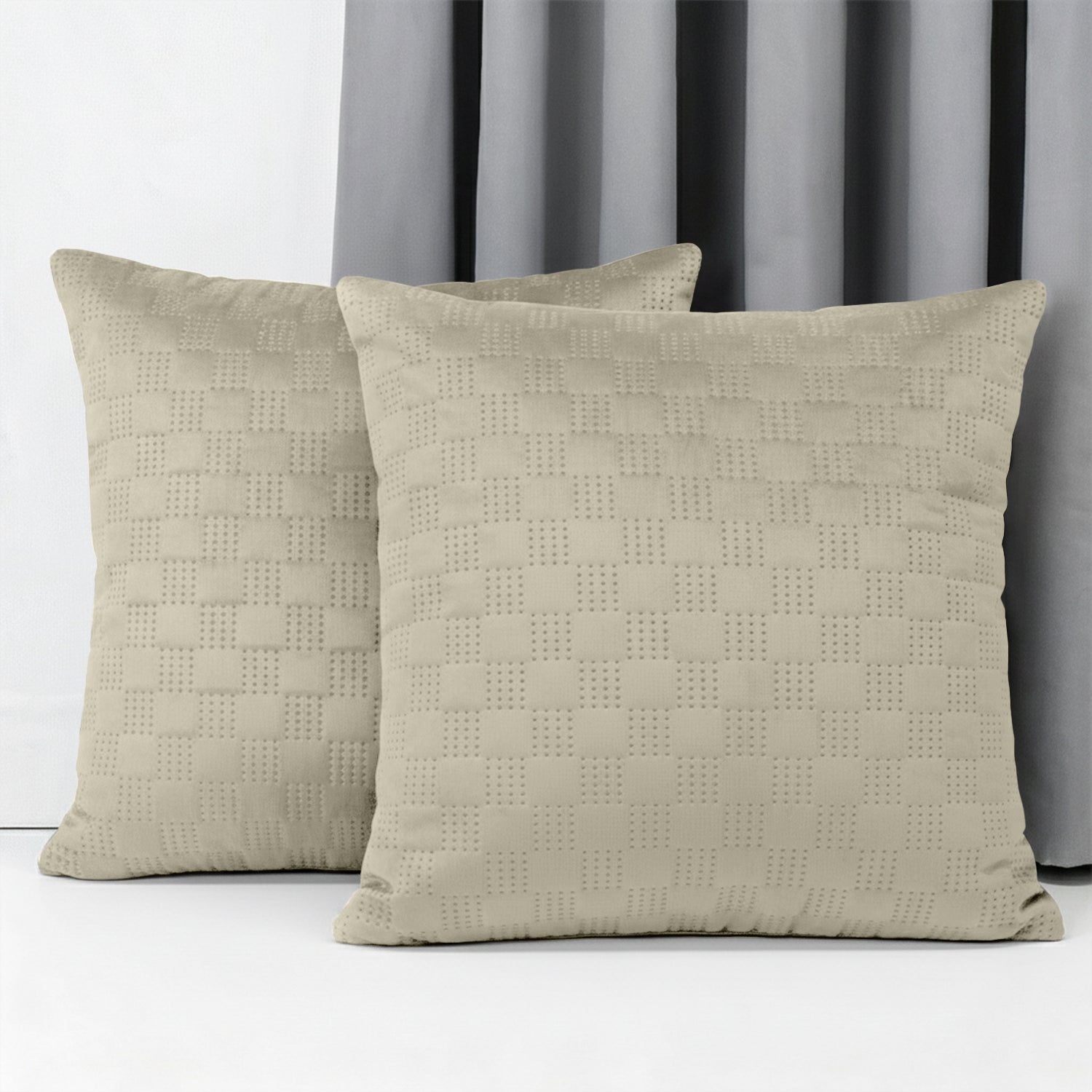 Checked Pattern Velvet Cushion Covers – Pack Of 2