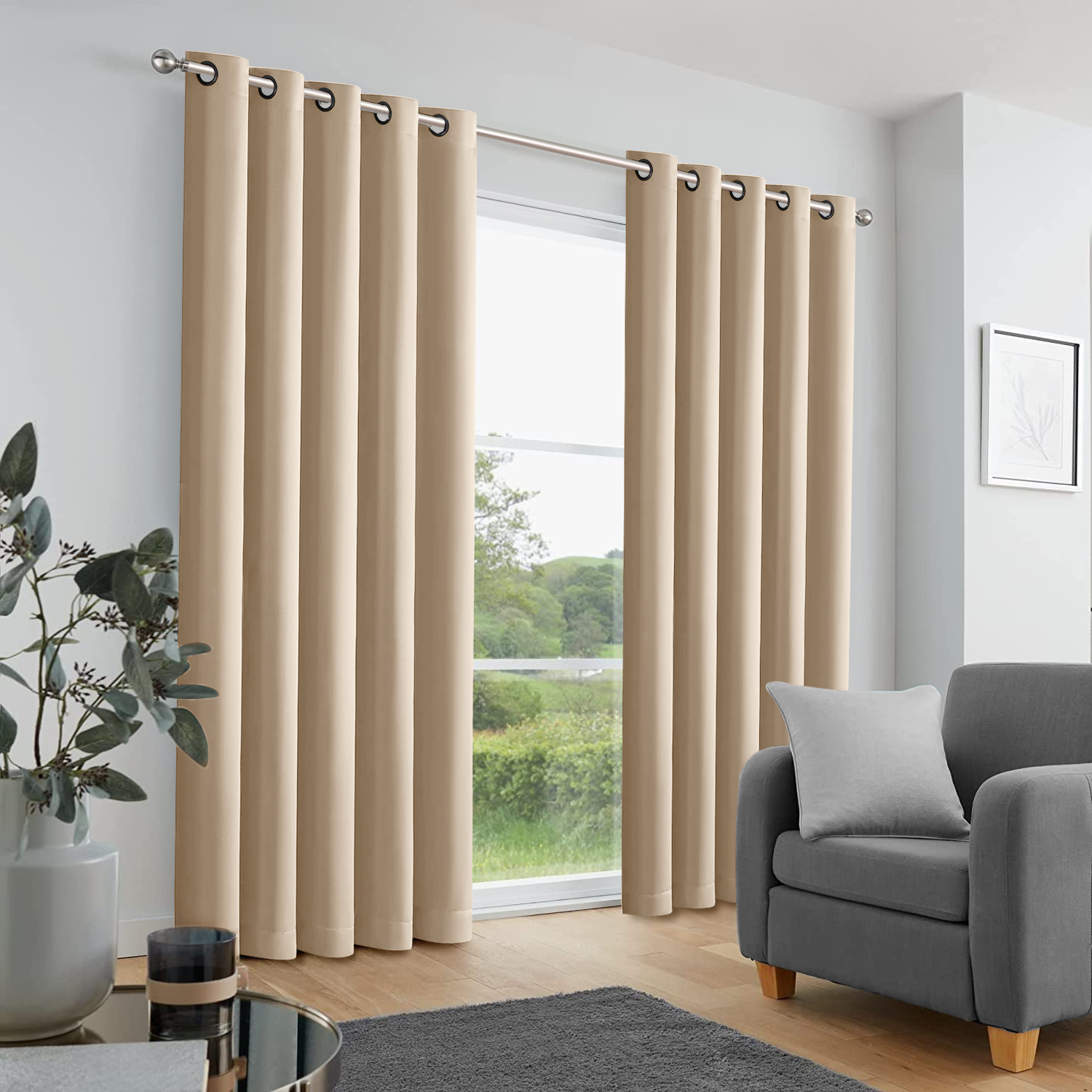 Plain Blackout Eyelet Curtains