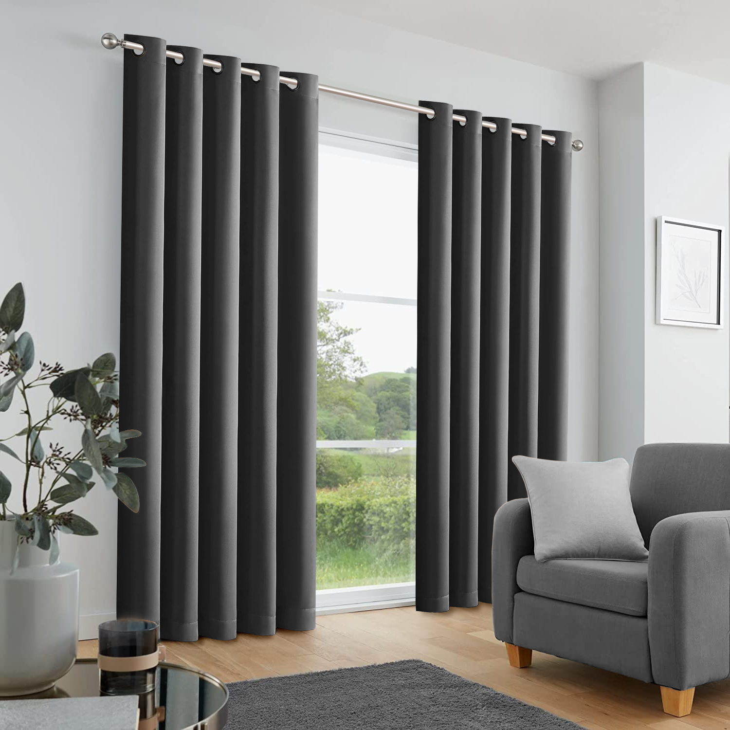 Plain Blackout Eyelet Curtains