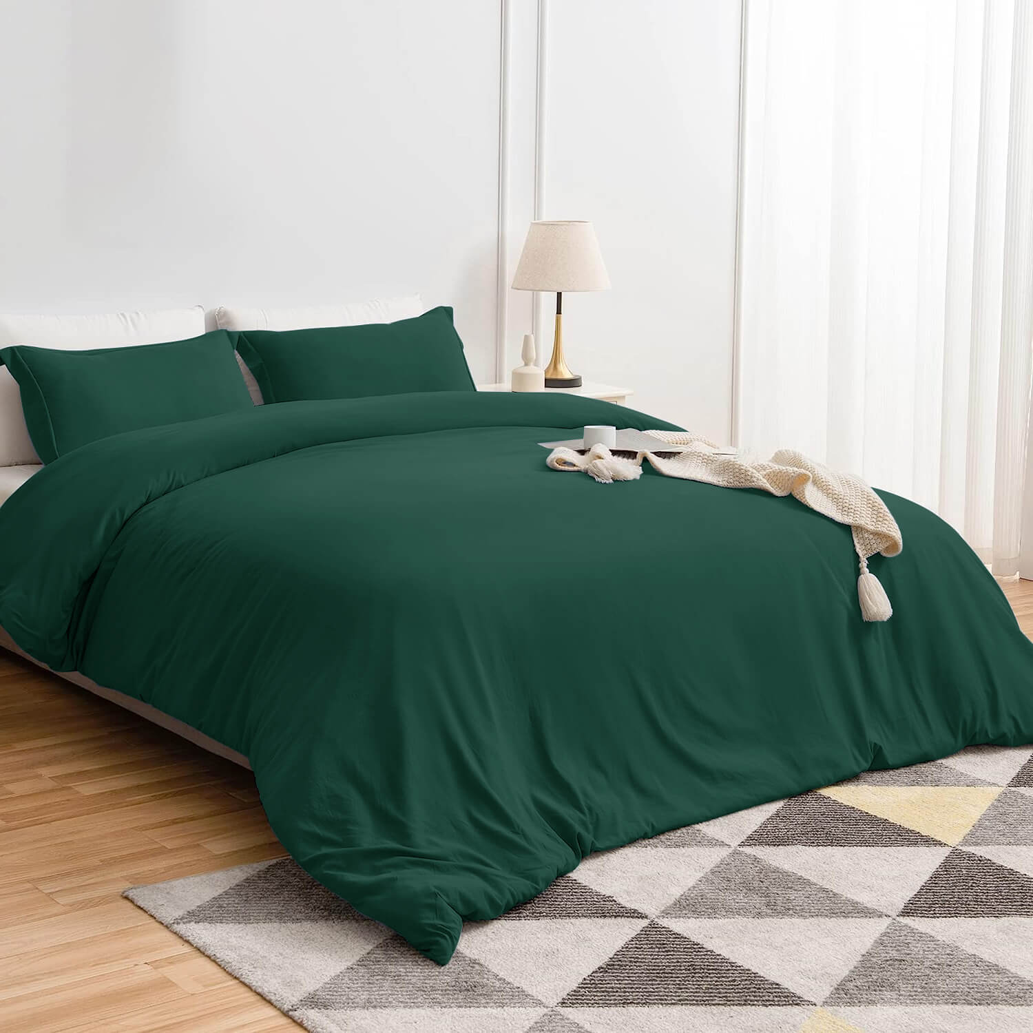 Plain Duvet Cover with Pillowcases Set