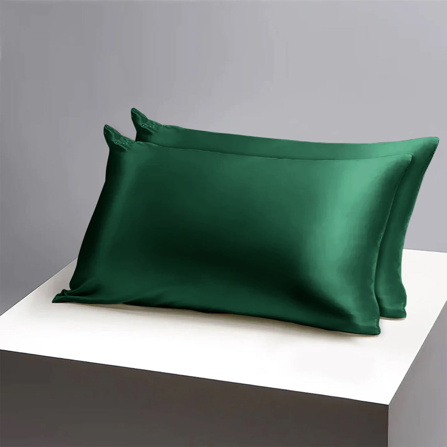Emerald Green Satin Silk Pillowcases Pair