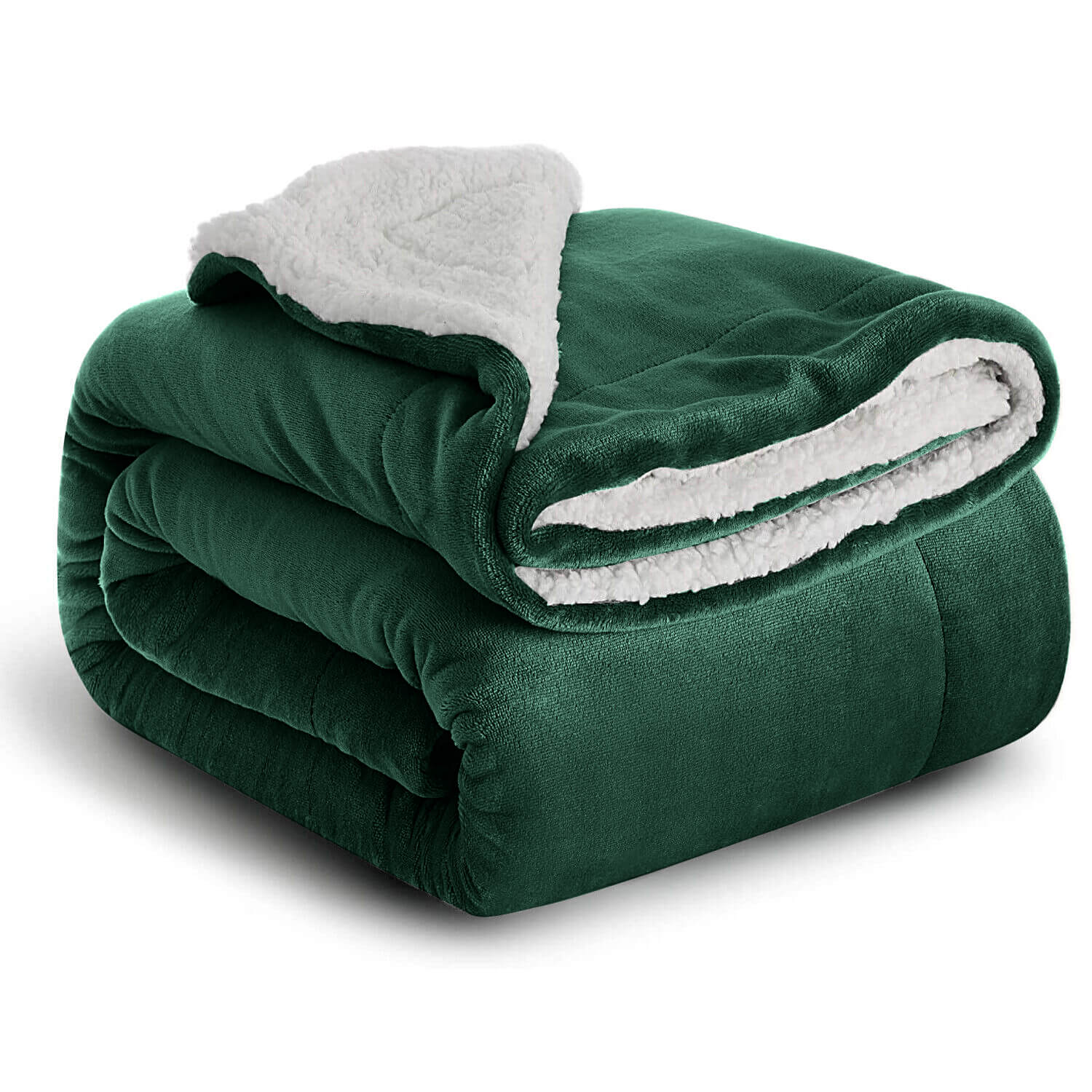 Emerald Green Sherpa Throw Blanket
