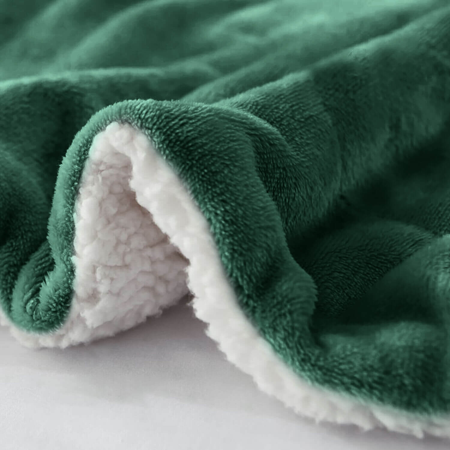 Emerald Green Sherpa Throw Blanket
