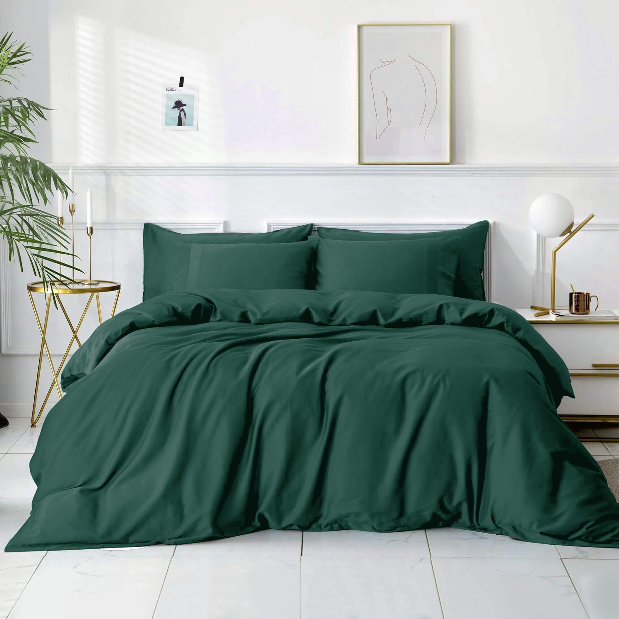 Green Plain Duvet Cover Set