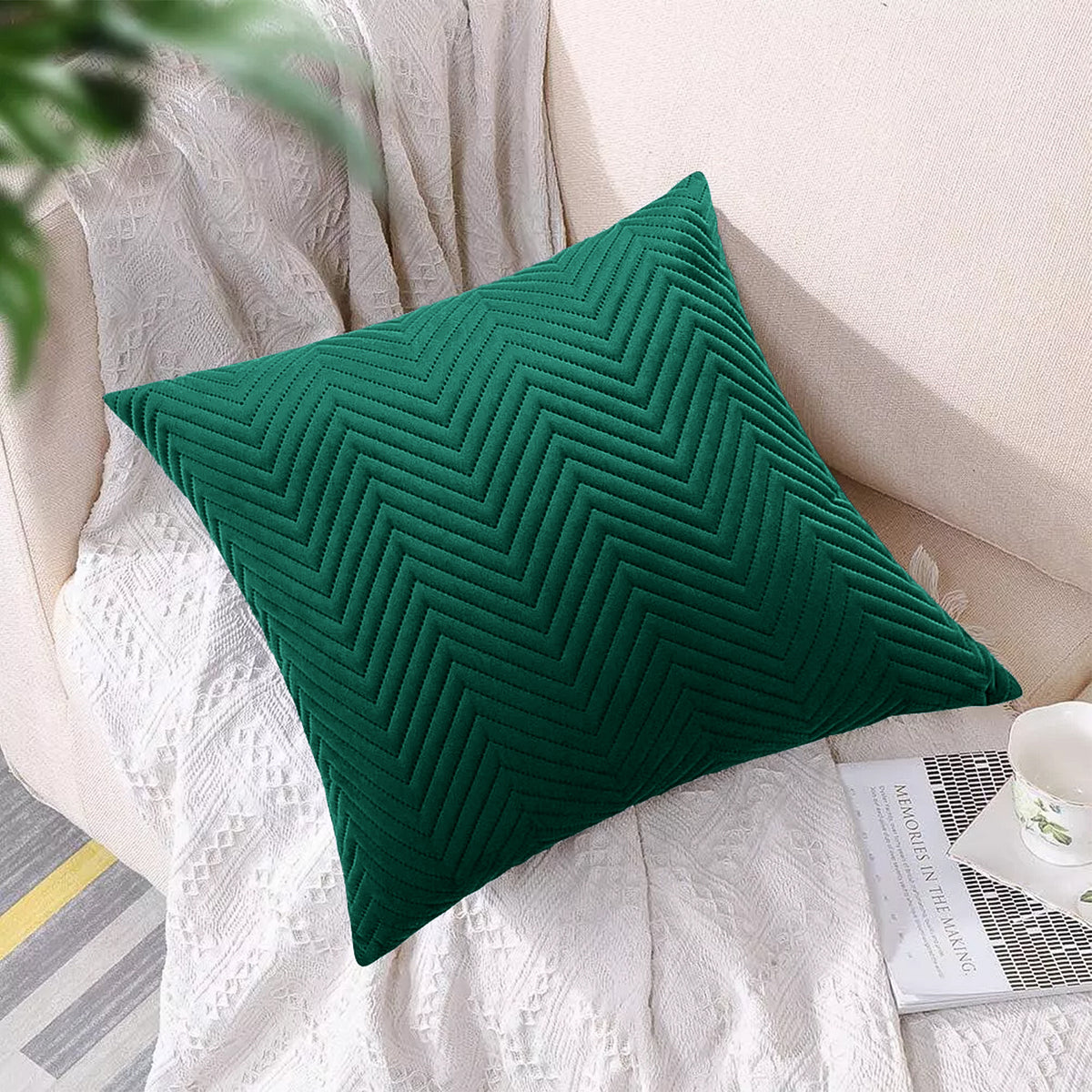 Pack Of 2 Quilted Embossed Cushion Covers