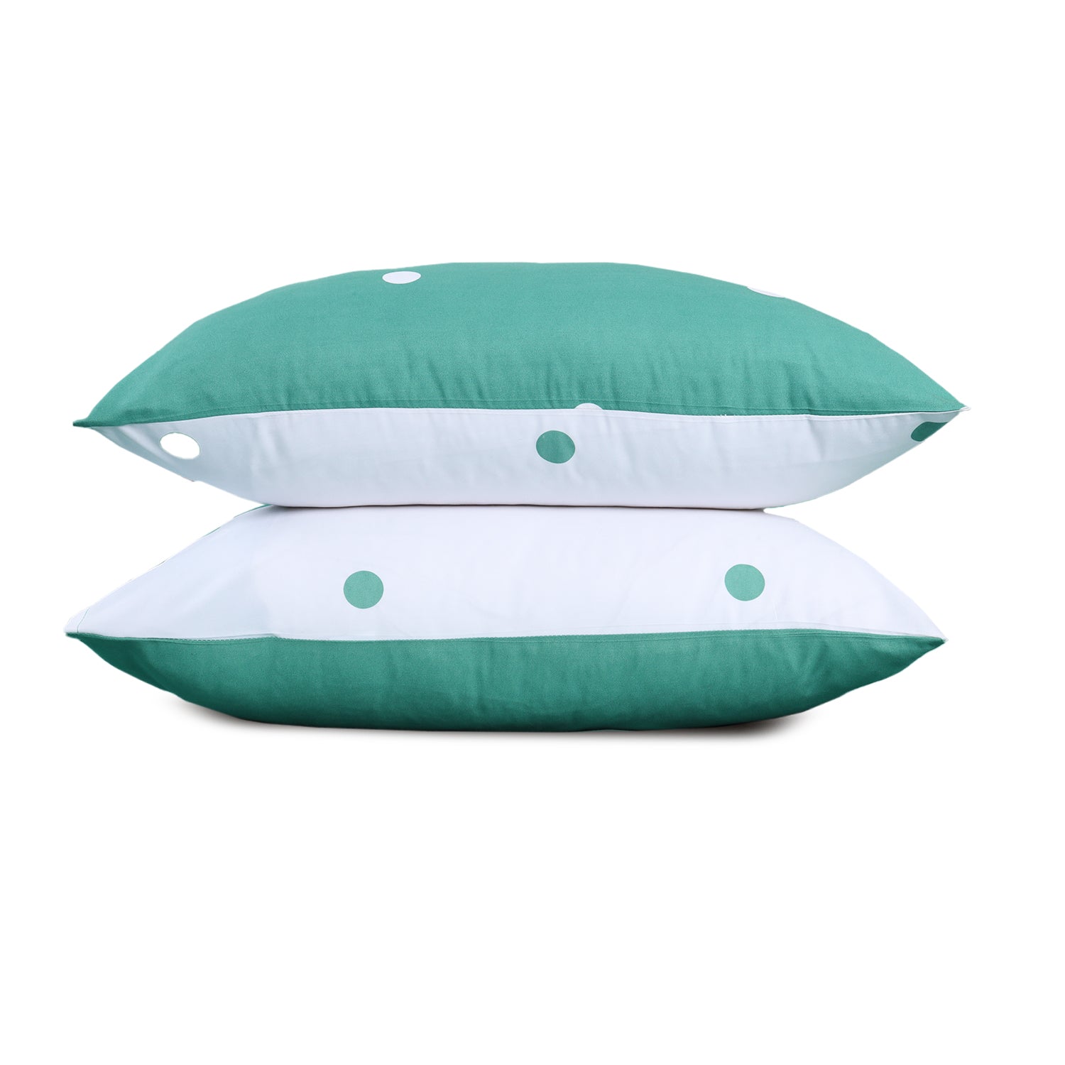 Polka Dot Printed Duvet Cover Set White & Green