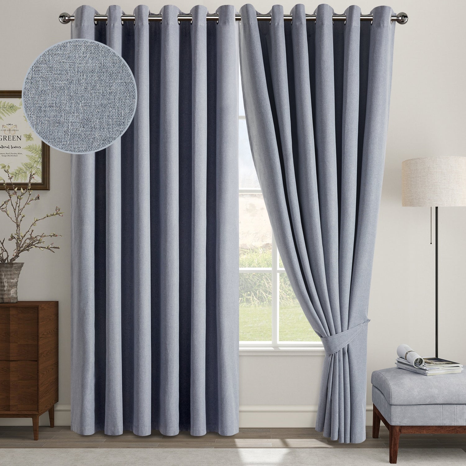 135 GSM Eyelet Ready Made Blackout Curtains For Living Room