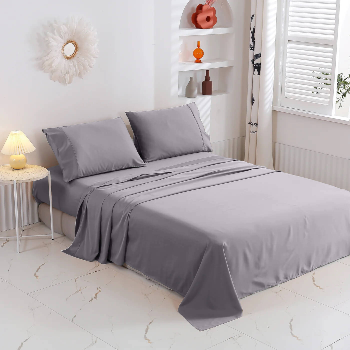 Flat Sheet Egyptian Cotton Bedsheet Grey