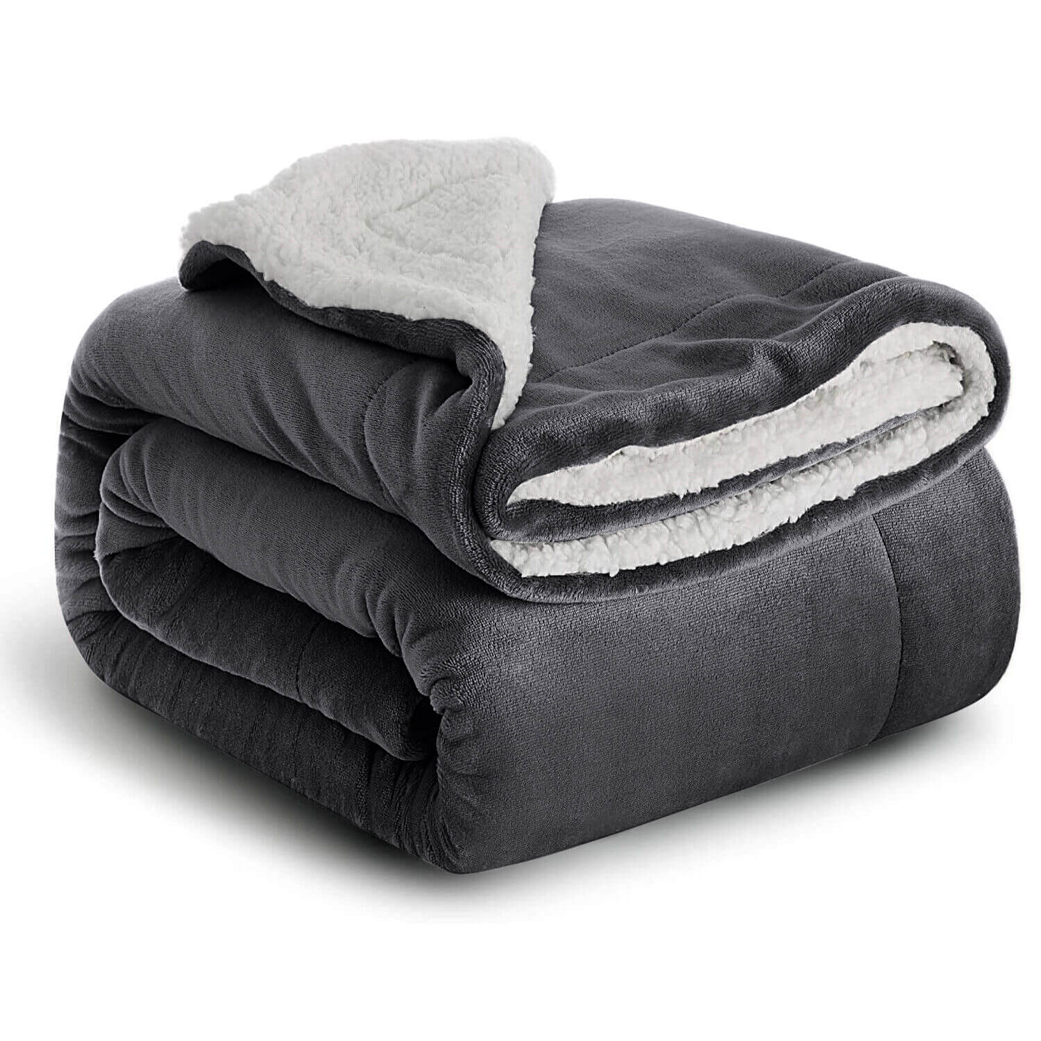 Grey Sherpa Throw Blanket