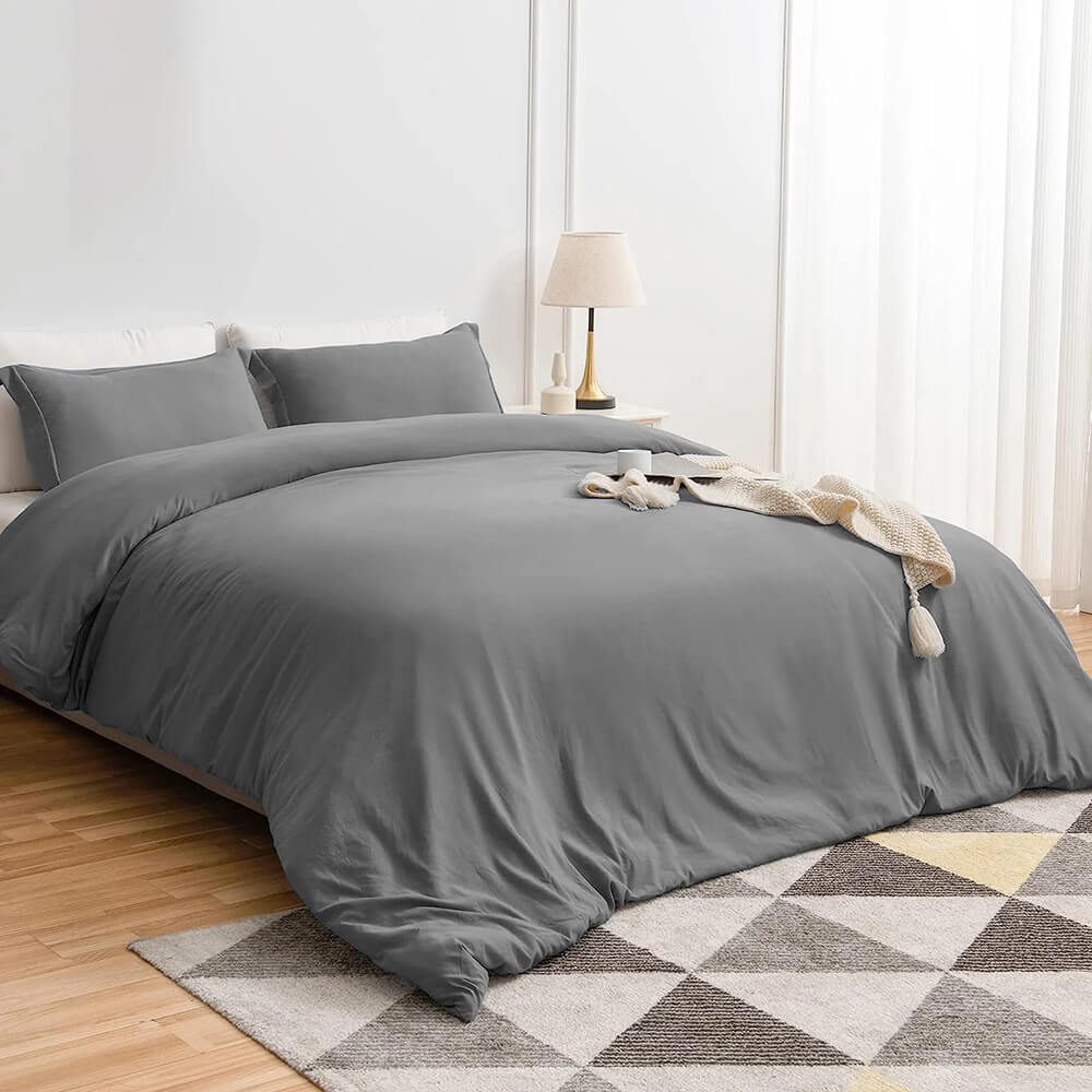 Plain Duvet Cover with Pillowcases Set