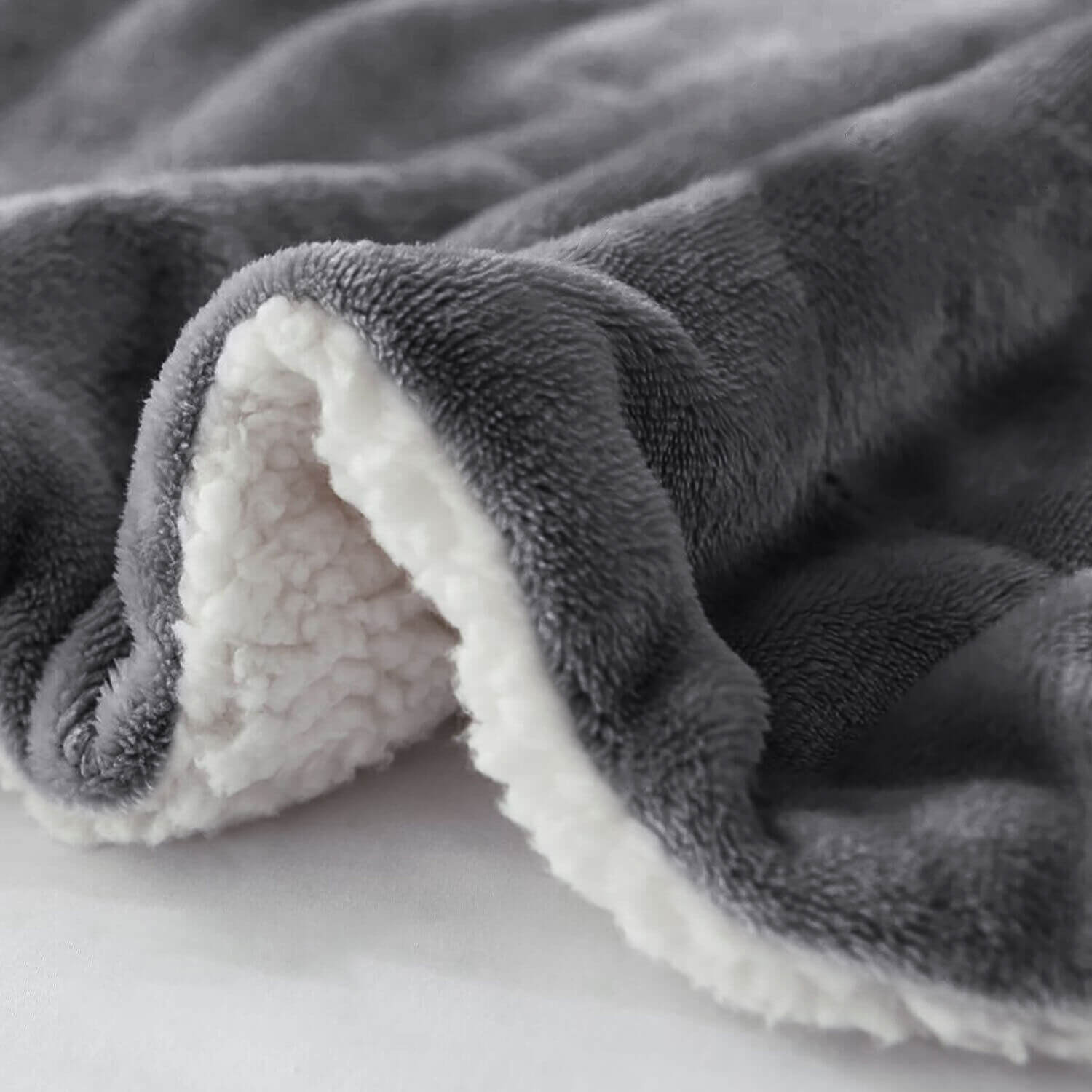 Grey Sherpa Throw Blanket