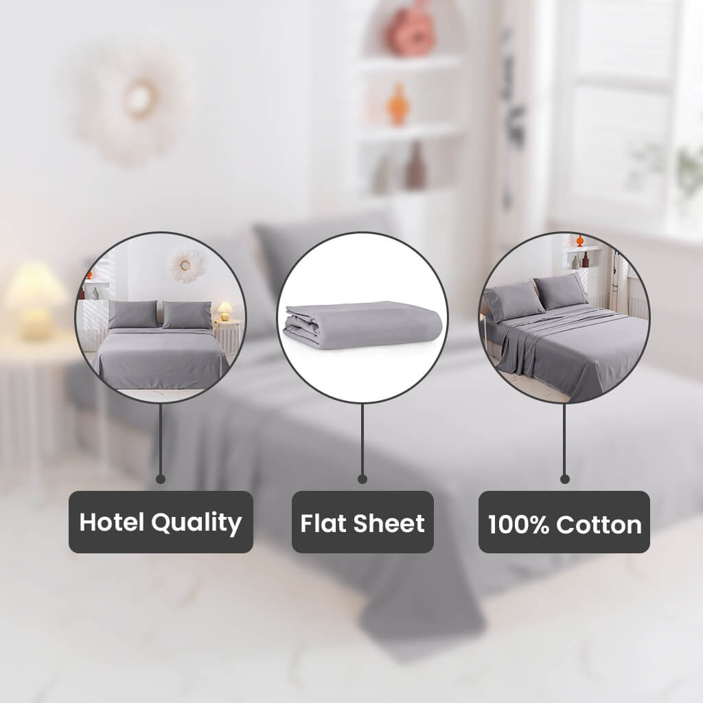 Grey Egyptian Cotton Flat Bed Sheet