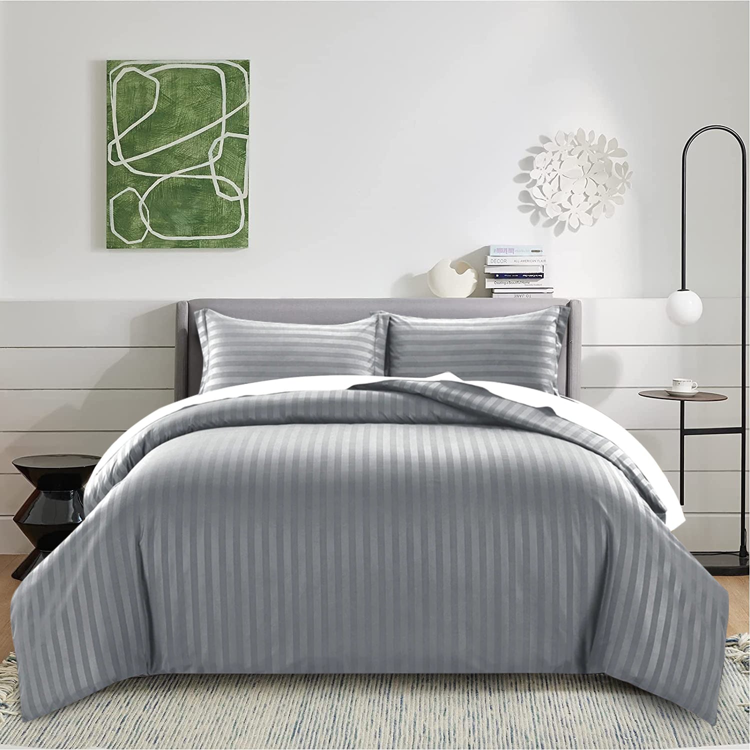 Grey Striped Duvet Cover