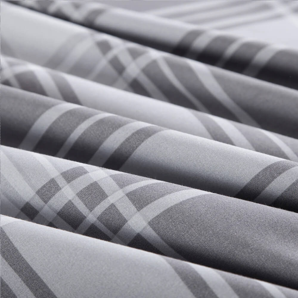 Grey Check Printed Duvet Cover Set