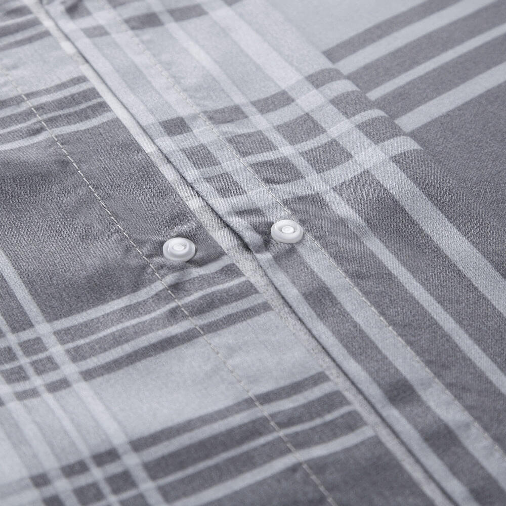 Grey Check Printed Duvet Cover Set