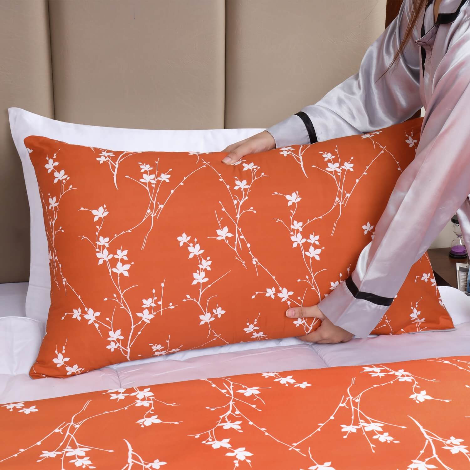 Printed Duvet Cover Rust Flower