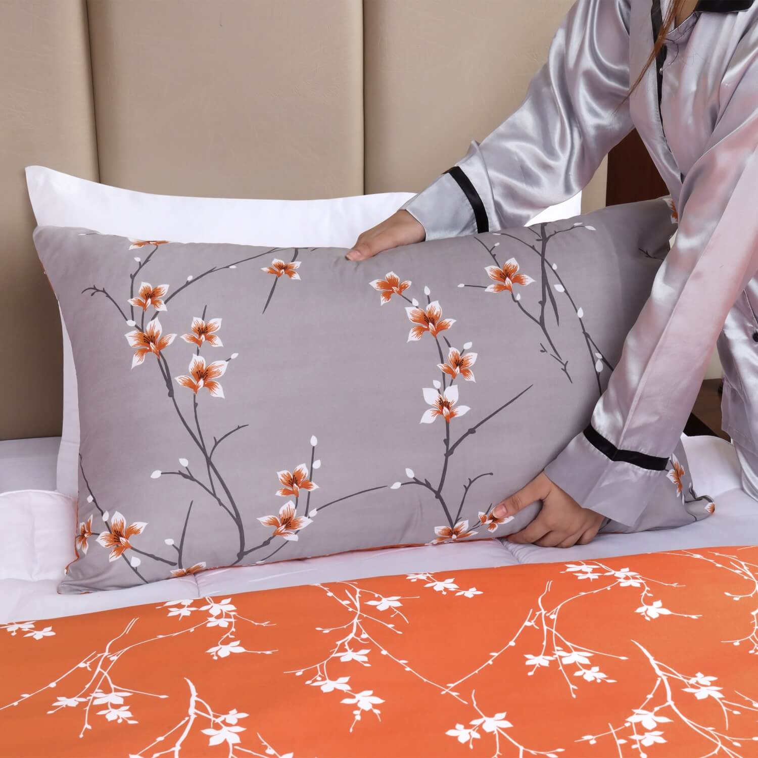 Printed Duvet Cover Rust Flower