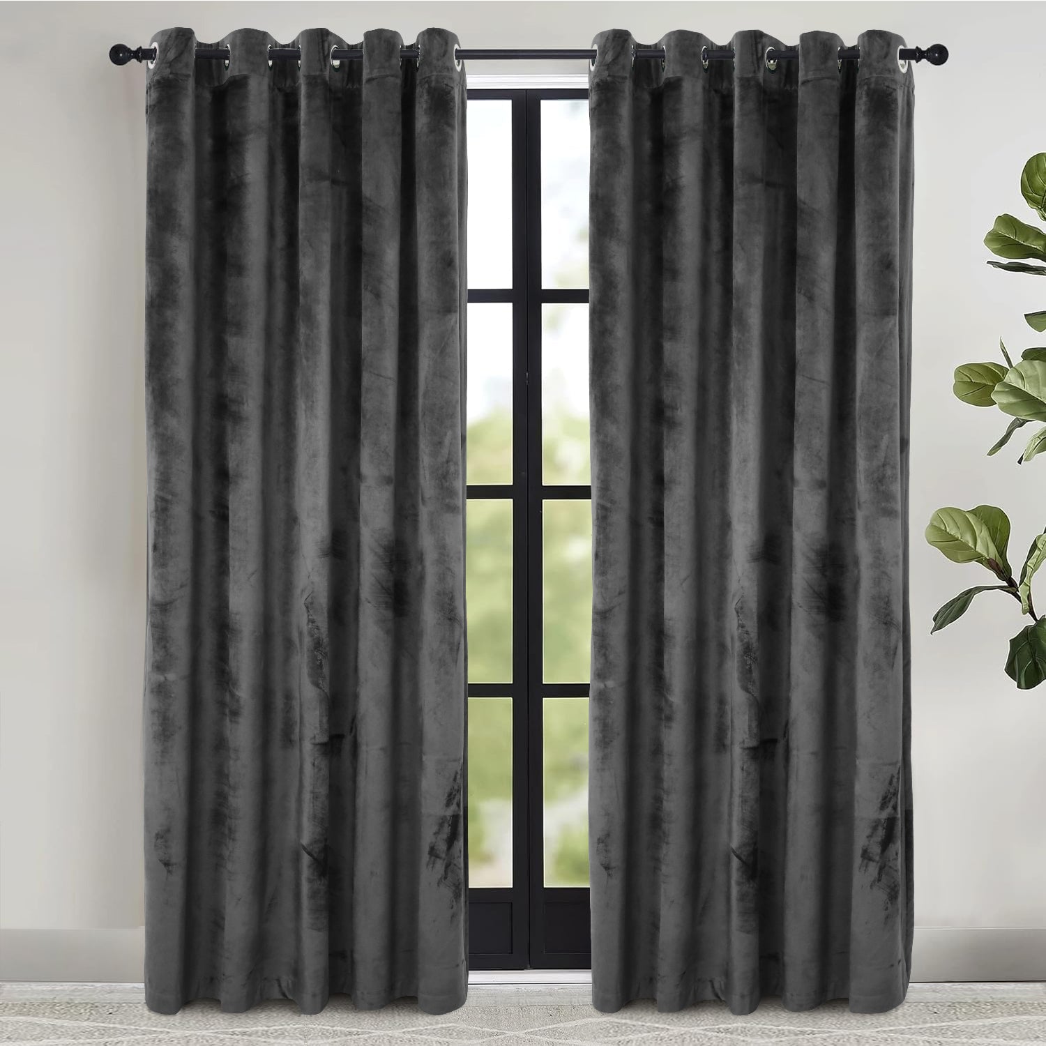 Velvet Eyelet Curtains Ready Made