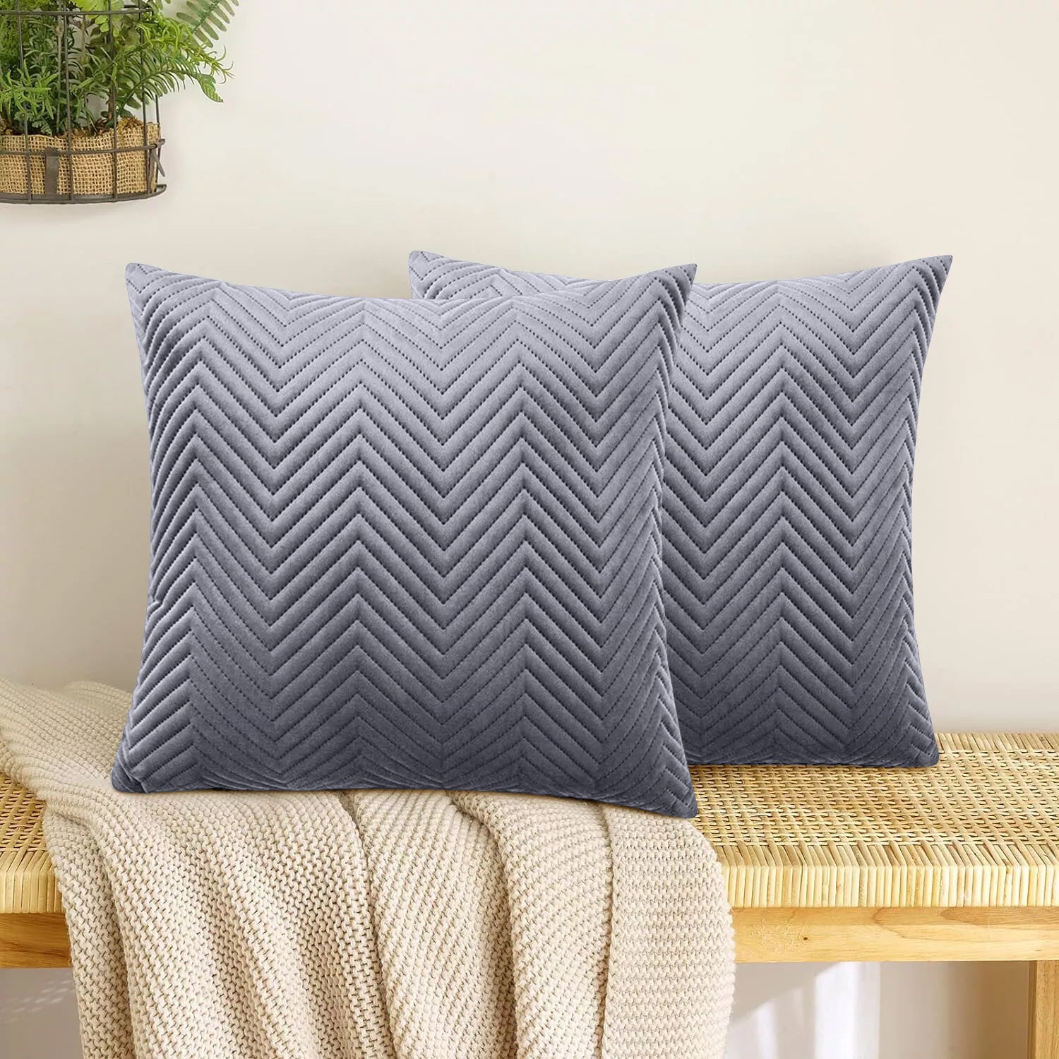 grey embossed cushion covers
