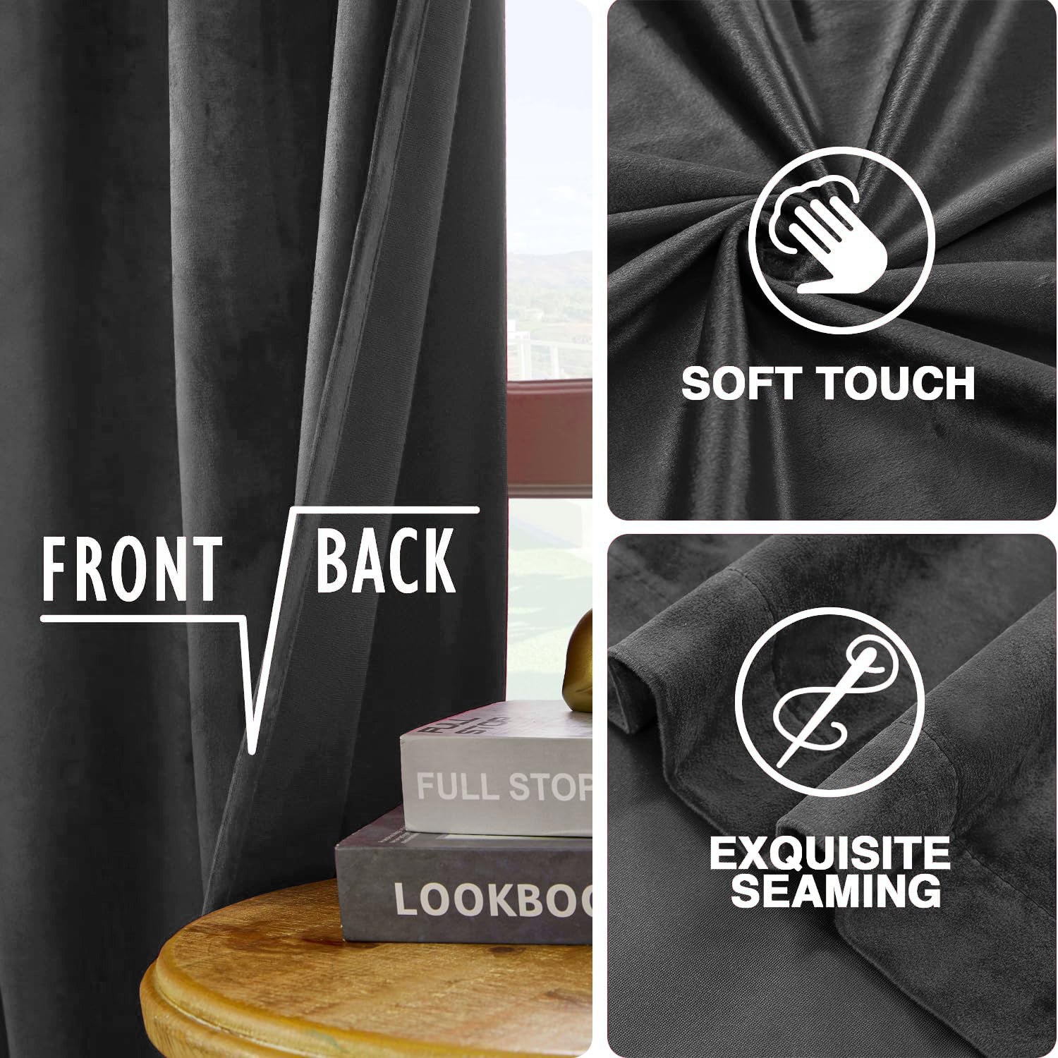 Velvet Eyelet Curtains Ready Made