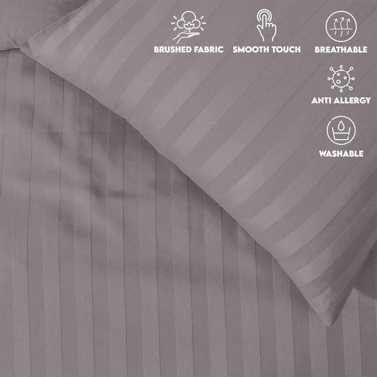 4 Piece Stripe Bedding Set - Duvet Cover, Pillowcases & Fitted Sheet