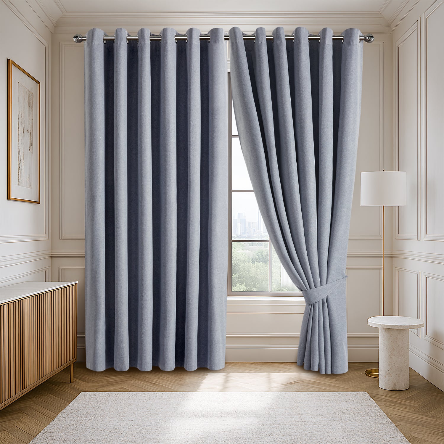 135 GSM Eyelet Ready Made Blackout Curtains For Living Room