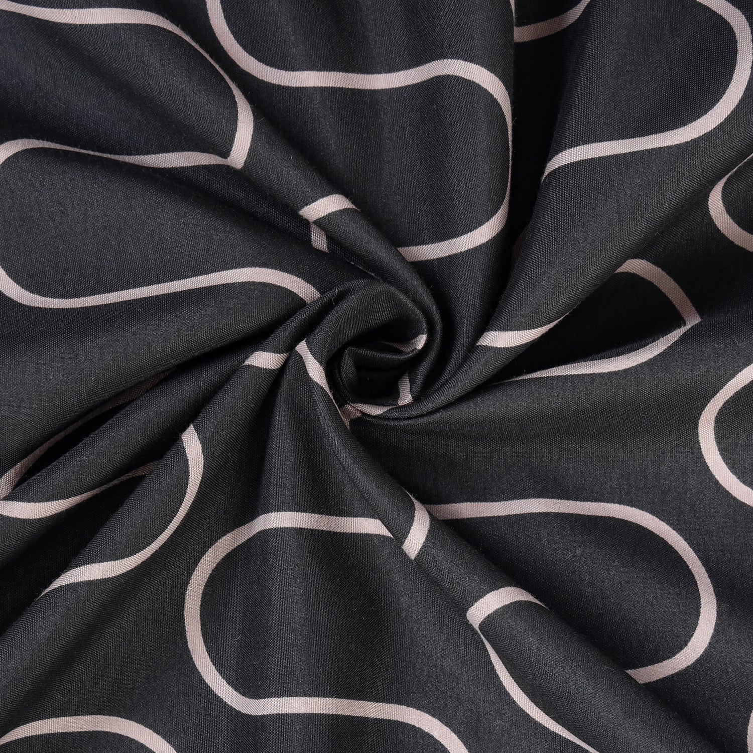 Waves Printed Duvet Cover Grey & Black