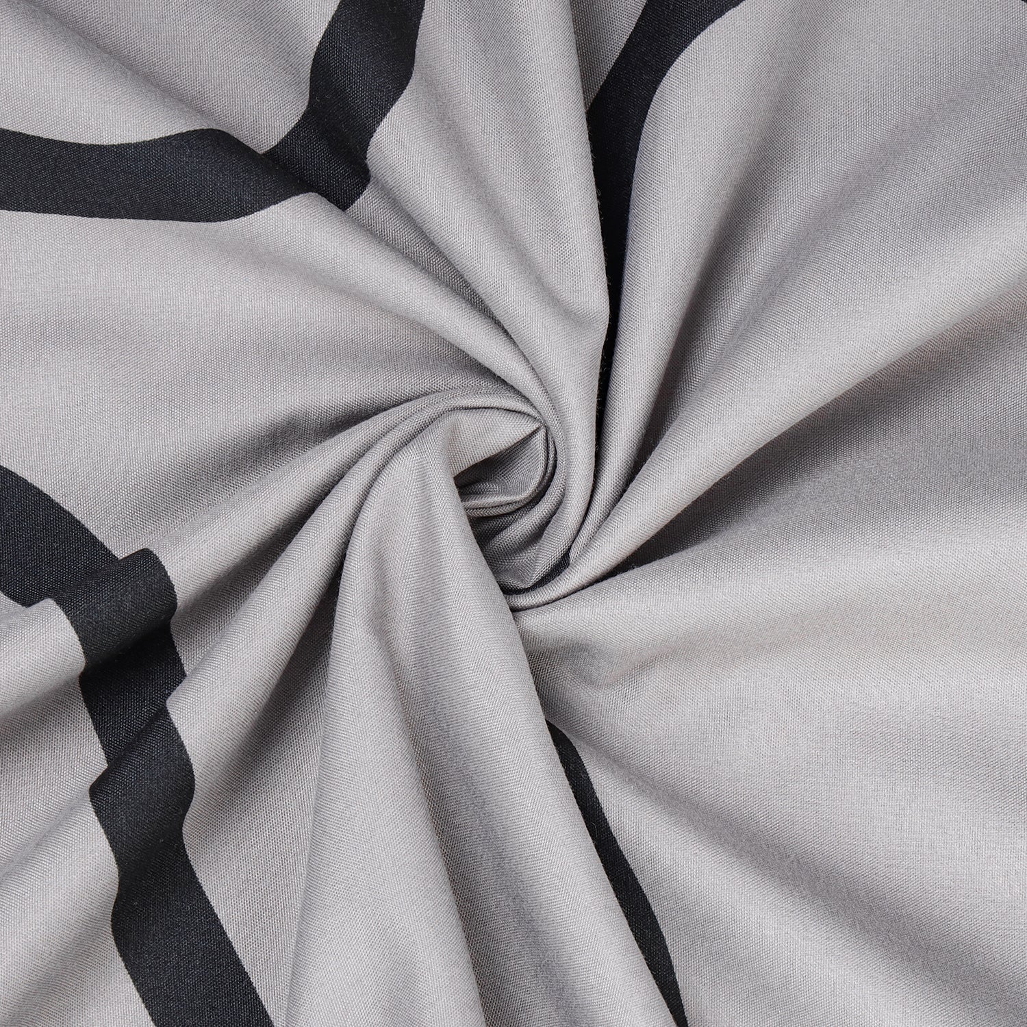 Waves Printed Duvet Cover Grey & Black