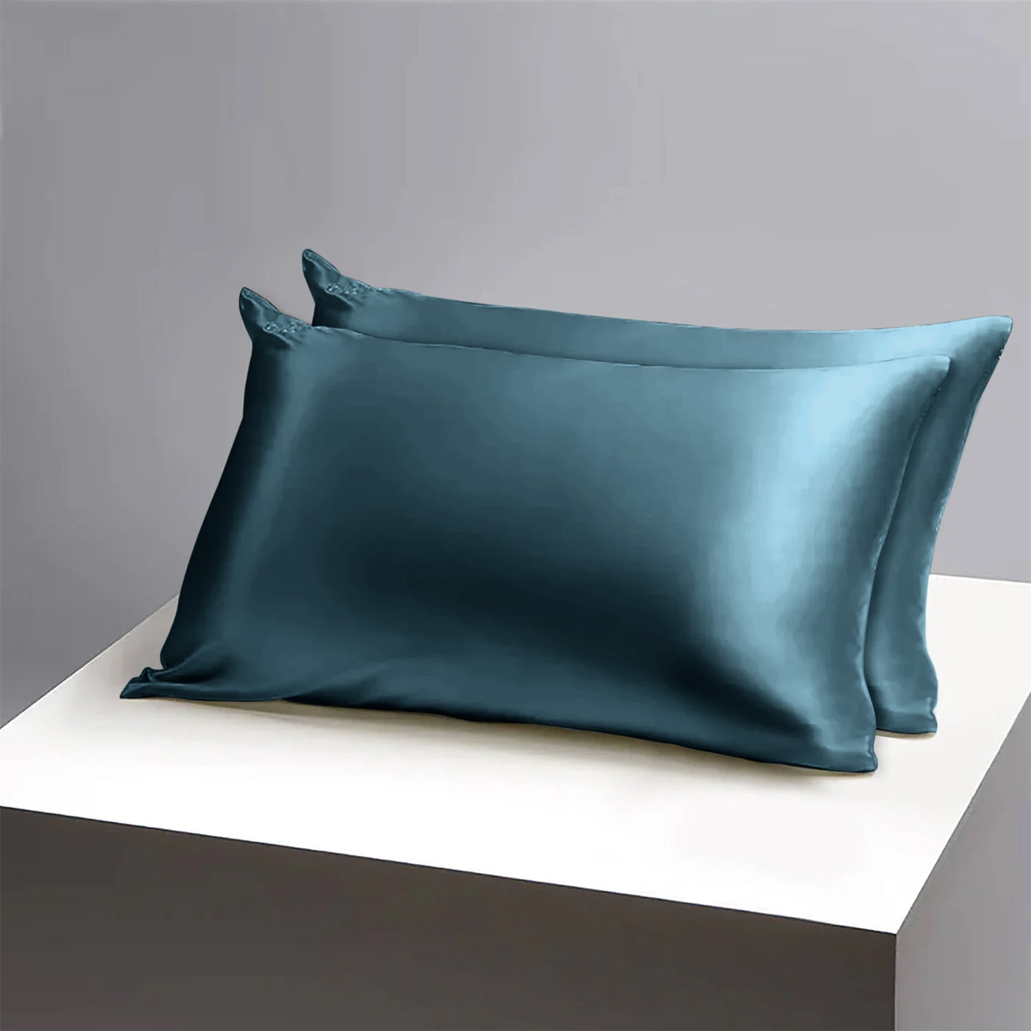 indigo Satin Silk Pillowcases Pair