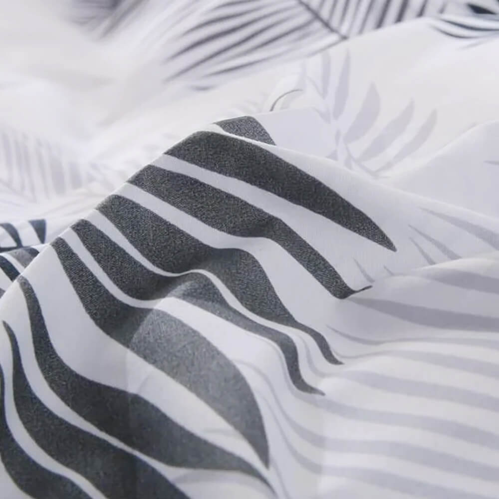 Palm Leaf Printed White Duvet Cover Set